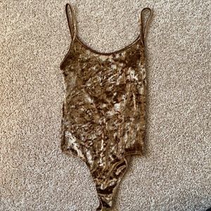 Brandy Melville Gold Velour Bodysuit